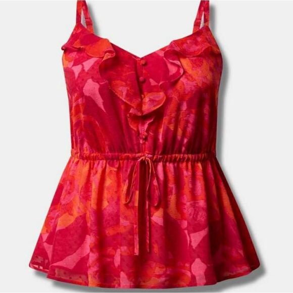 Torrid Chiffon Clip Dot Ruffl Tie Waist  Top NWT - Picture 2 of 4